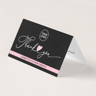 Anleitung zur Kerzenpflege & Danke geklappt Visitenkarten