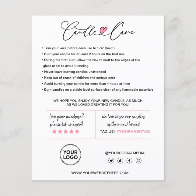 Anleitung zur Kerzenpflege, die der Kunde Ihnen da Flyer (Vorne)