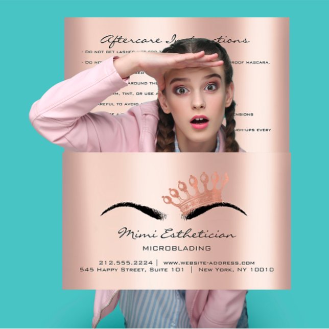 Anleitung zur Nachsorge bringt Prinzessin Microbla Visitenkarte (Aftercare Instructions Brows Princess Microblading Business Card)