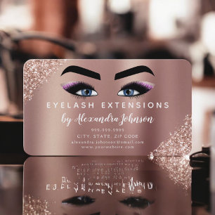 Anleitung zur Nachsorge Eyelashes Rose Gold Visitenkarte