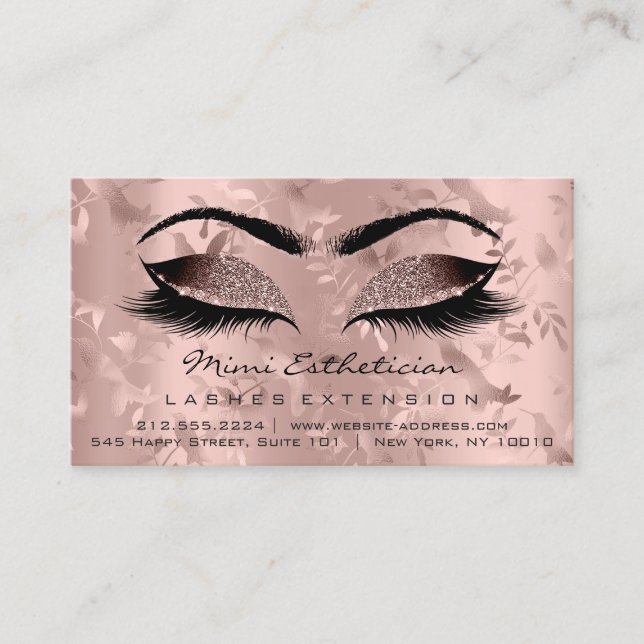 Anleitung zur Nachsorge Lash Rose Gold Eyelashes Visitenkarte (Vorderseite)