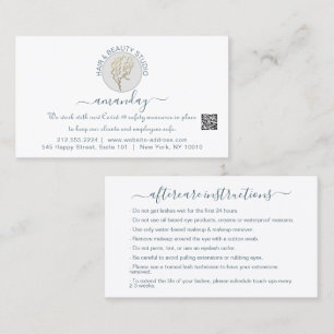 Anleitung zur Nachsorge Lash White Logo QR CODE Visitenkarte