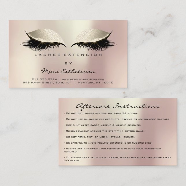 Anleitung zur Nachsorge Lashes Elfenbeinkühe Rose  Visitenkarte (Vorne/Hinten)