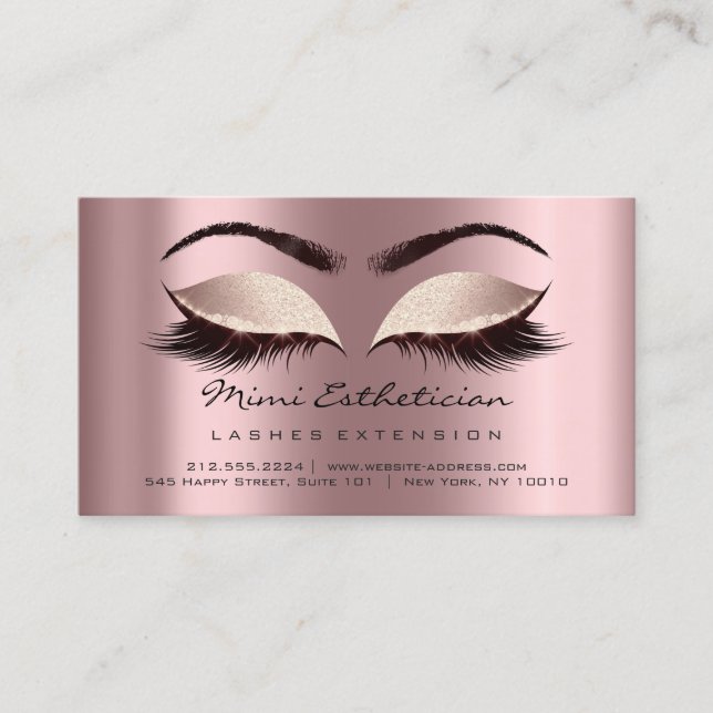 Anleitung zur Nachsorge Lashes Glitzer Rose Visitenkarte (Vorderseite)
