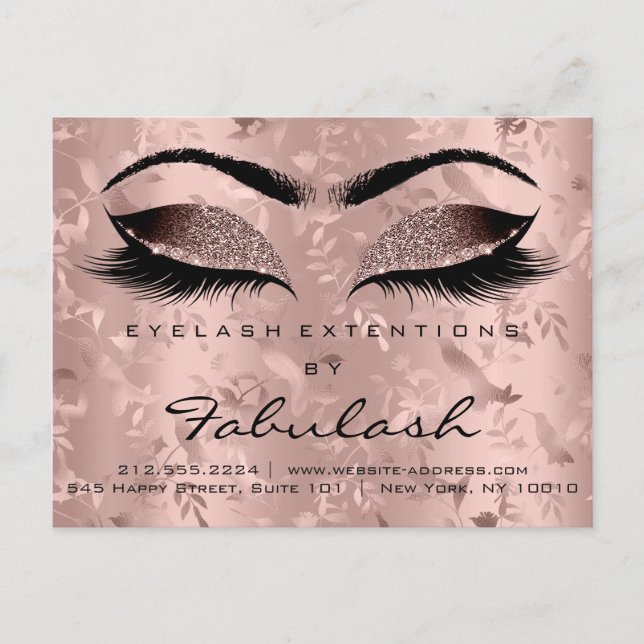 Anleitung zur Nachsorge Lashes Verlängerung Rose V Postkarte (Vorderseite)