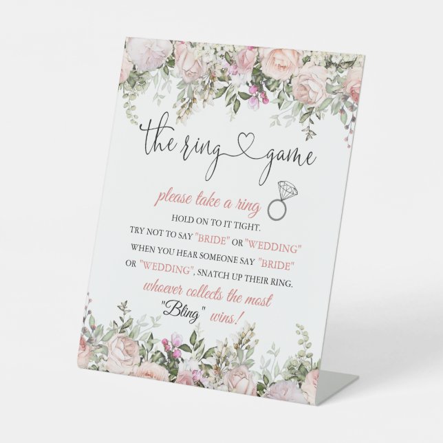 Anleitungen zum Brautparty Ring Game Sockelschild (Vorderseite)