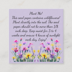 Anleitungen zum Saatpapier auf der Square Business Quadratische Visitenkarte