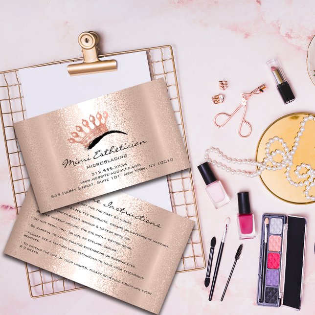 Anleitungen zur Nachsorge Brows Logo Crown Microbl Visitenkarte (Aftercare Instructions Brows Logo Crown Microblade Business Card)