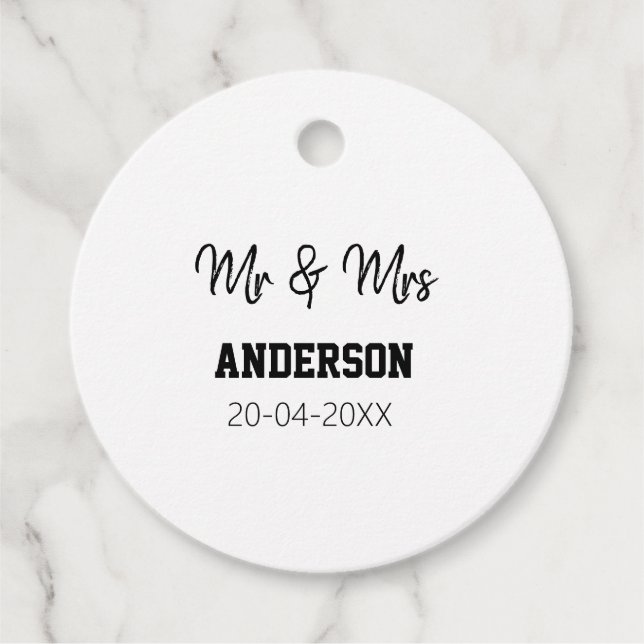 Anm & Frau geben Sie den Familiennamen Datum Jahr  Geschenkanhänger (Vorderseite)