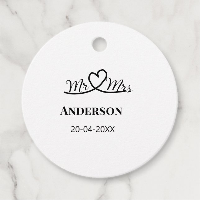 Anm & Frau geben Sie den Familiennamen Datum Jahr  Geschenkanhänger (Vorderseite)