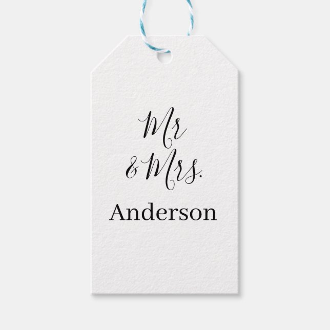 Anm & Frau geben Sie den Familiennamen Datum Jahr  Geschenkanhänger (Vorderseite)