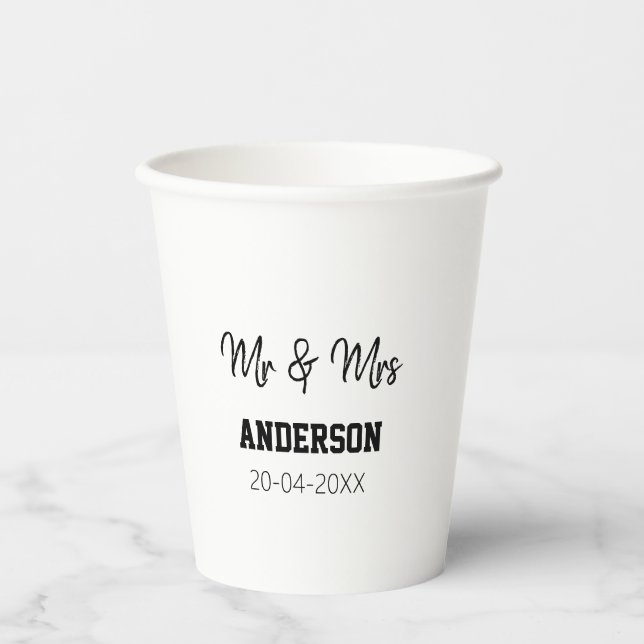 Anm & Frau geben Sie den Familiennamen Datum Jahr  Pappbecher (Vorderseite)