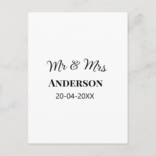 Anm & Frau geben Sie den Familiennamen Datum Jahr  Postkarte (Vorderseite)