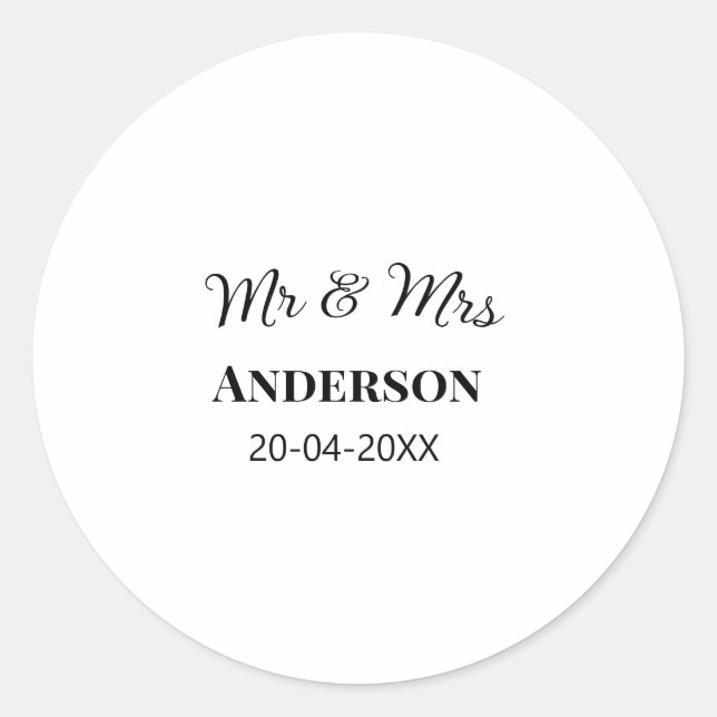 Anm & Frau geben Sie den Familiennamen Datum Jahr  Runder Aufkleber (Vorderseite)