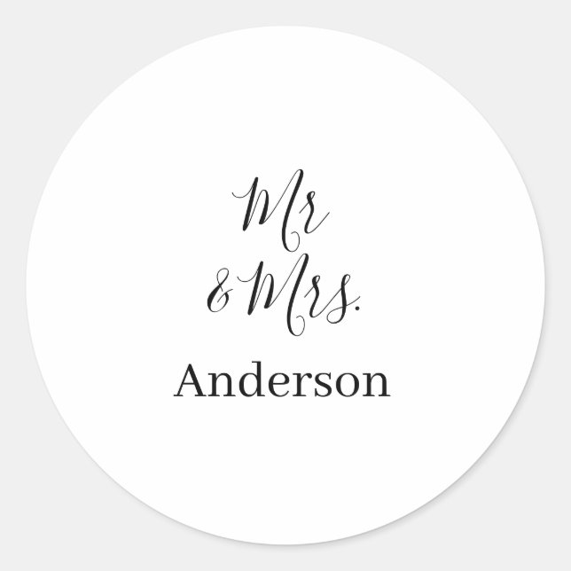 Anm & Frau geben Sie den Familiennamen Datum Jahr  Runder Aufkleber (Vorderseite)