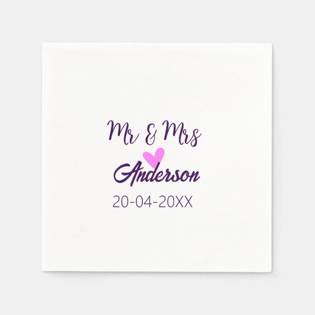 Anm & Frau geben Sie den Familiennamen Datum Jahr  Serviette (Vorderseite)