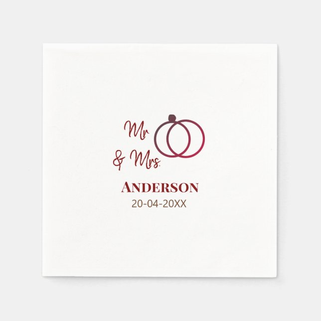 Anm & Frau geben Sie den Familiennamen Datum Jahr  Serviette (Vorderseite)