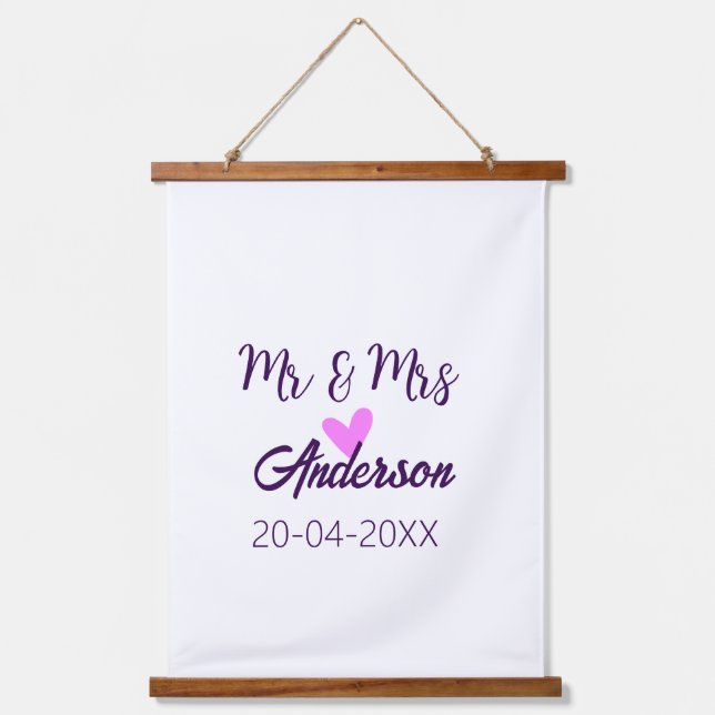 Anm & Frau geben Sie den Familiennamen Datum Jahr  Wandteppich Mit Holzrahmen (Vorderseite)