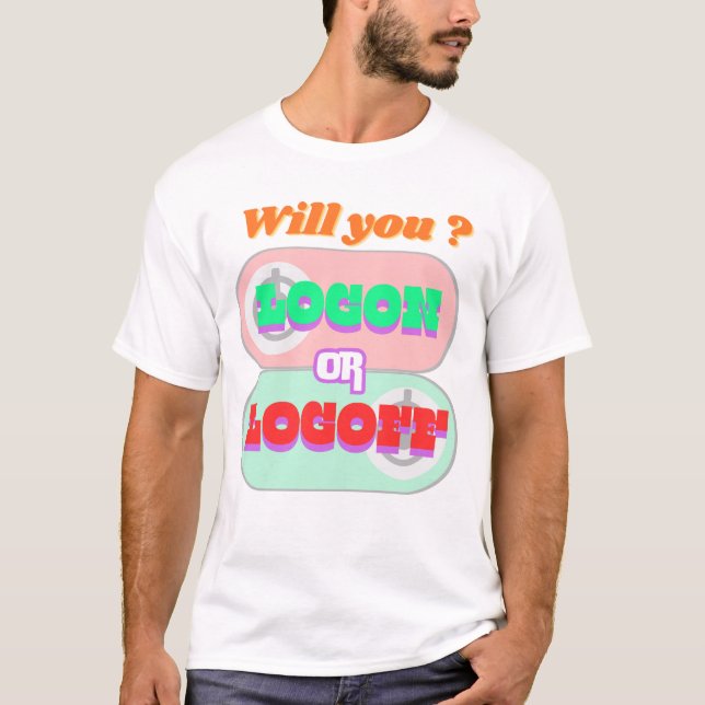Anmelden oder Abmelden Arbeiten hart an Computern T-Shirt (Vorderseite)