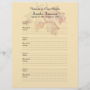 Anmeldung für das Gedenkbuch Seite 4 Namen pro Sei