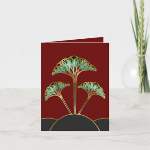 Anmerkung: Card with Art Deco Ginkgo Leaves Karte