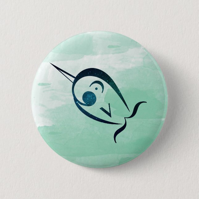 Anmerkung-ical Narwhal buntes Button (Vorderseite)