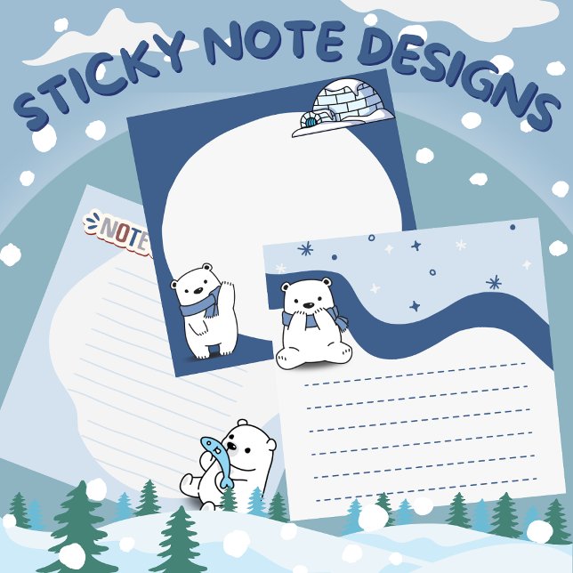Anmerkungen nach dem Abschluss Post-it Klebezettel (Sticky Notes/Post-it Notes/Memopad Design Polar Bear Theme)