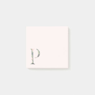 Anmerkungen zu Monogrammen mit Blumenbuchstaben "P Post-it Klebezettel