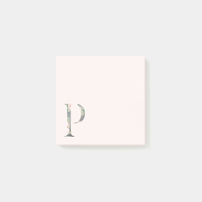 Anmerkungen zu Monogrammen mit Blumenbuchstaben "P Post-it Klebezettel (Vorderseite)