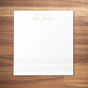 Anmerkungen zum Gold Music Stave Teacher - Elegant Notizblock