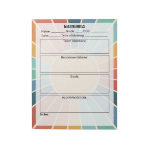 Anmerkungen zum Meeting Notepad - Sun Notizblock