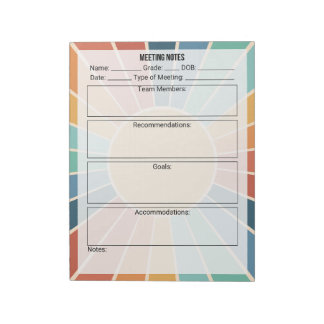 Anmerkungen zum Meeting Notepad - Sun Notizblock