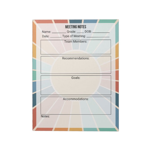 Anmerkungen zum Meeting Notepad - Sun Notizblock (Rotiert)