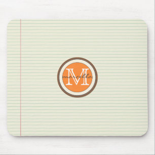 Anmerkungs-Papier-Hintergrund-Orangen-Monogramm Mousepad