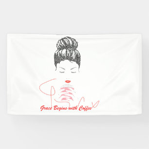 Anmut beginnt mit Coffee-Typografie Banner