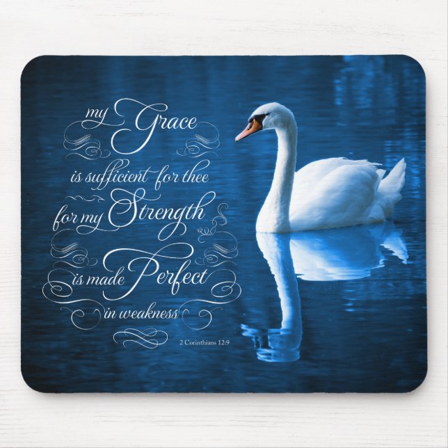Anmut-Bibel-Vers-stummer Schwan Mousepad (Vorne)