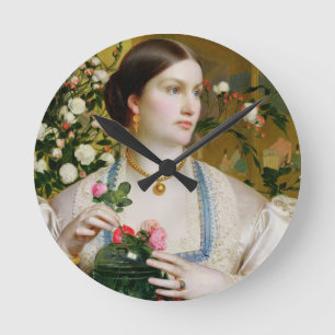 Anmut-Rose, 1866 (Öl auf Platte) Runde Wanduhr