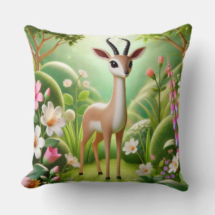 Anmutige Antilope zwischen blühender Flora Kissen