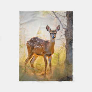 Anmutige Hirsche im Wald Naturdesign Fleecedecke
