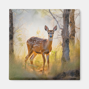 Anmutige Hirsche im Wald Naturdesign Magnet