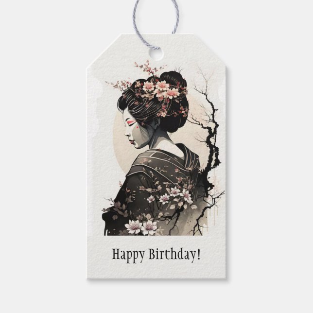 Anmutige japanische Geisha -  Geschenkanhänger (Vorderseite)