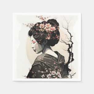 Anmutige japanische Geisha -  Serviette