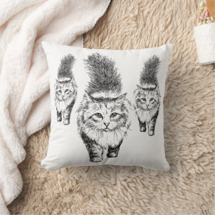 Anmutiger Katzenspaziergang Kissen