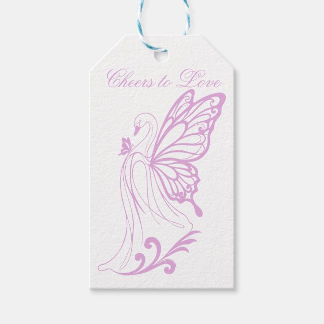 Anmutiger Schwan mit Schmetterlingsflügeln Geschenkanhänger (Vorderseite)