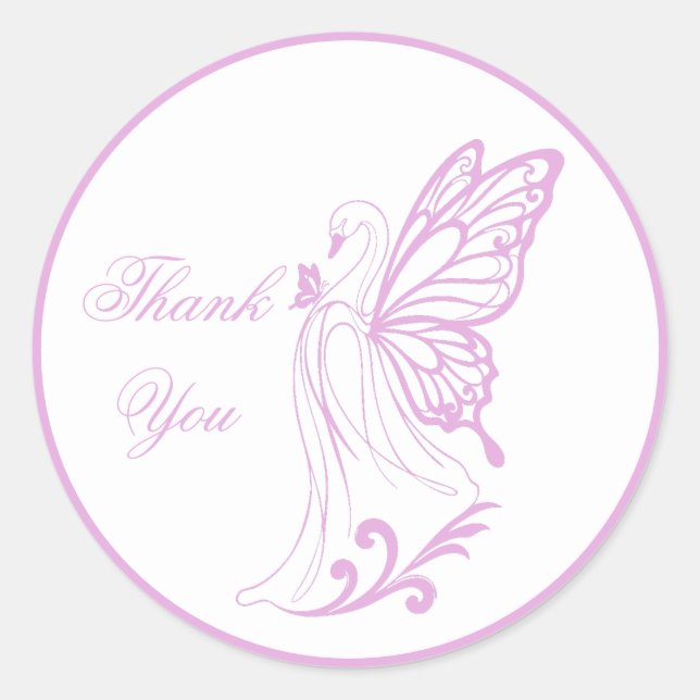 Anmutiger Schwan mit Schmetterlingsflügeln Runder Aufkleber (Vorderseite)