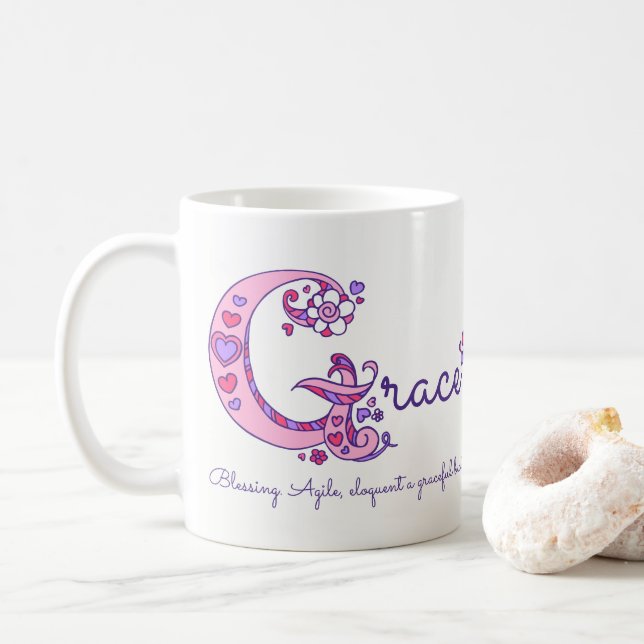 Anmutnamensbedeutung dekorative G-Monogramm-Tasse Kaffeetasse (Mit Donut)