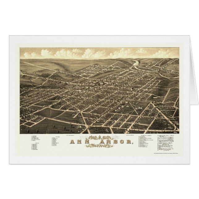 Ann Arbor, MI Panorama-Map - 1880 (Vorderseite (Horizontal))