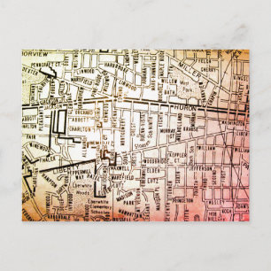 Ann Arbor, MI Vintag Map Postkarte