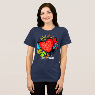 Ann Arbor Michigan Graffiti Street Map Blue Maize Tri-Blend Shirt