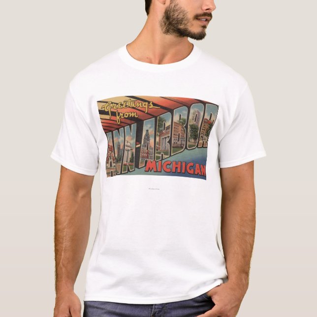 Ann Arbor, Michigan - große Buchstabe-Szenen T-Shirt (Vorderseite)